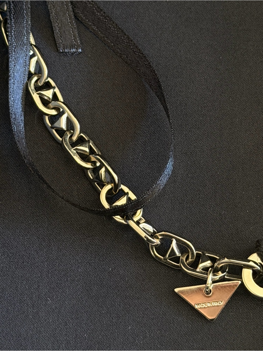 PRADA Triangle Charm Chain Silver Brass Necklace With Clasp - Picture 10 of 13
